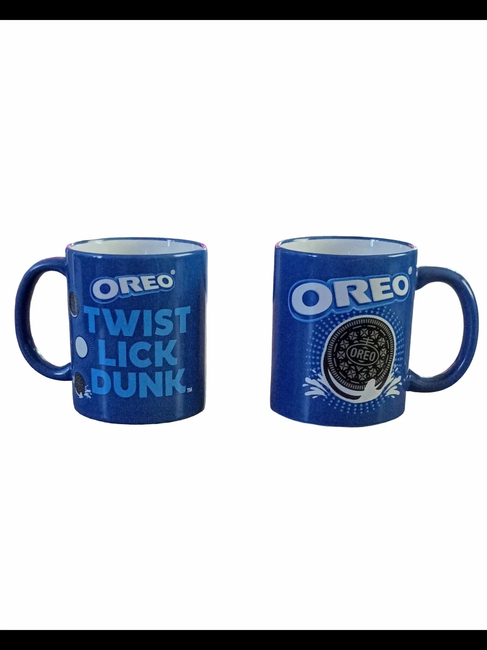 Blue Ceramic Oreo 'Twist Lick Dunk' Mugs Set Of 2